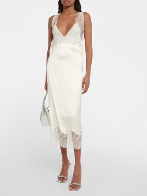 Saténové midi šaty Givenchy bílé