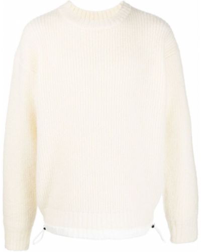 Moherowy sweter wełniany Sacai biały