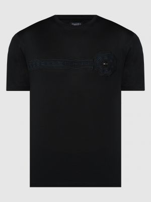 Черная футболка с вышивкой Stefano Ricci