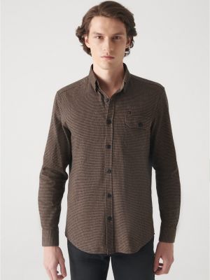 Medvilninė marškiniai su kišenėmis Avva ruda