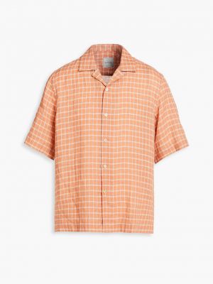 Клетчатая льняная рубашка Paul Smith оранжевая