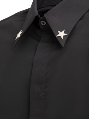Βαμβακερό πουκάμισο με κέντημα με μοτίβο αστέρια Balmain μαύρο