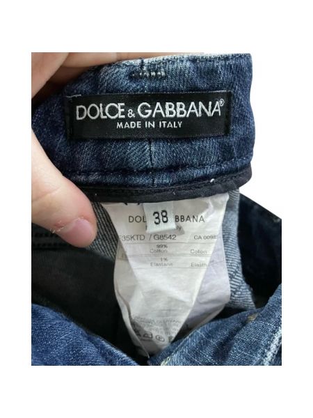 Jeansy bawełniane Dolce & Gabbana Pre-owned niebieskie