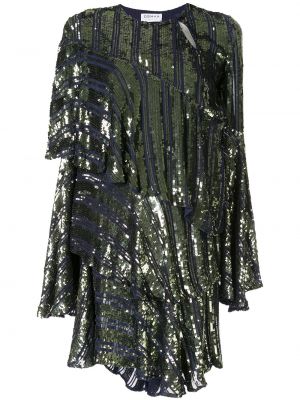 Платье с пайетками асимметричного кроя Osman, синее