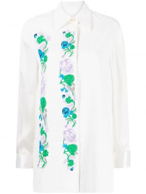 Floral skjorte Jil Sander hvit