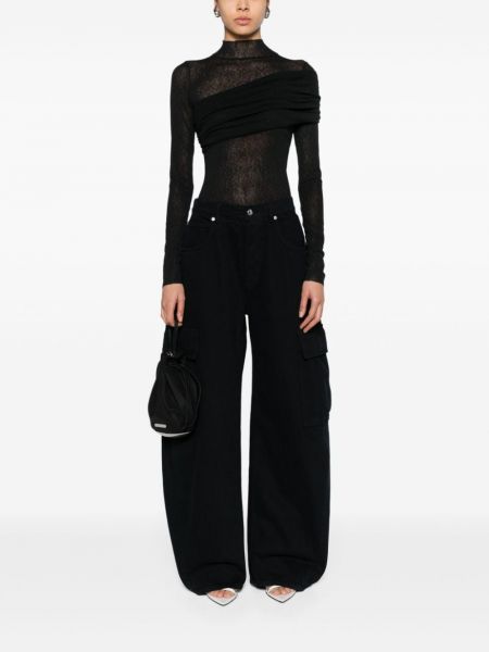 Transparenter top mit plisseefalten Atu Body Couture schwarz