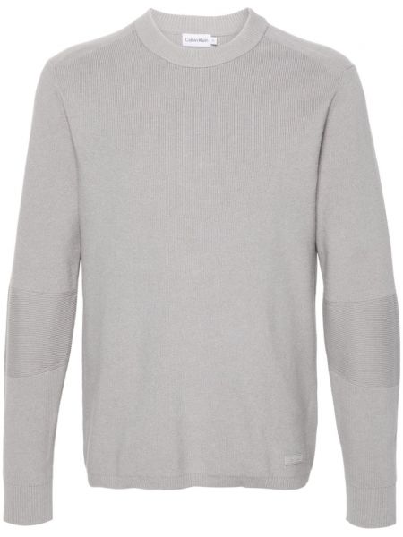 Пуловер с кръгло деколте Calvin Klein сиво