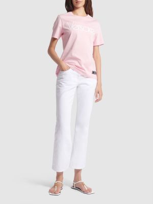 Jersey t-shirt mit print Versace pink