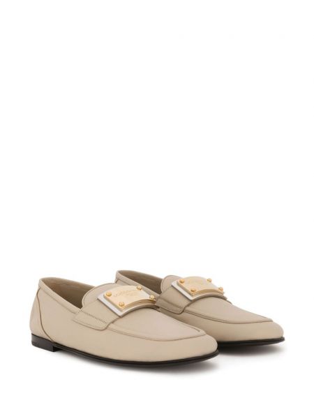 Loafers en cuir Dolce & Gabbana beige
