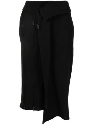 Асиметрична пола с цип Yohji Yamamoto черно