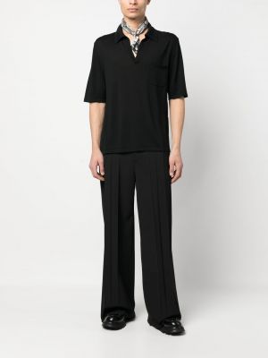 Vilnonis polo marškinėliai Saint Laurent juoda
