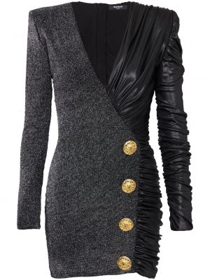 Коктейлна рокля с копчета Balmain черно