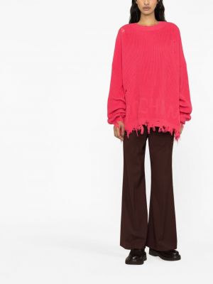 Sweter z dziurami w jednolitym kolorze Monochrome różowy