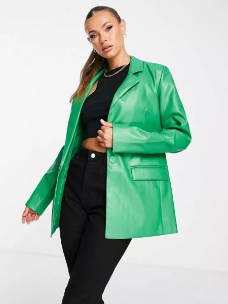 Кожаный пиджак из искусственной кожи Threadbare зеленый