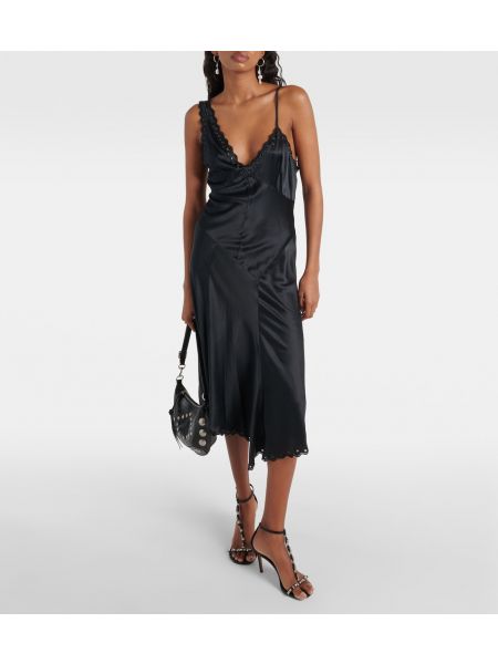 Платье миди с вышивкой Isabel Marant черное