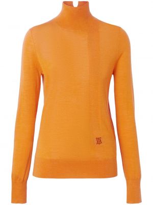 Плетен пуловер Burberry оранжево