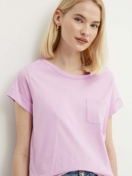 Koszulka bawełniana Sisley różowa