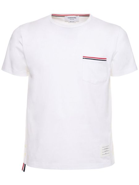 Βαμβακερή μπλούζα από ζέρσεϋ με τσέπες Thom Browne λευκό