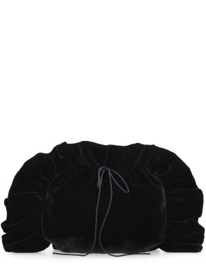 Žametna svilena pisemska torbica iz rebrastega žameta Cecilie Bahnsen črna