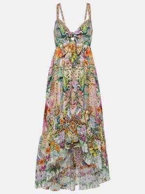 Jedwabna sukienka midi z nadrukiem asymetryczna Camilla