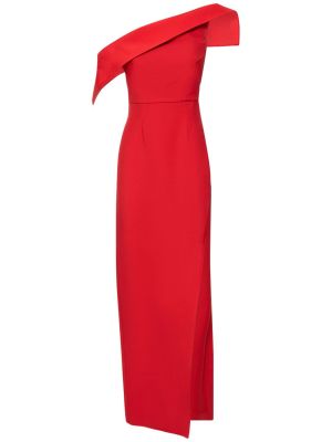 Asymetrické hedvábné vlněné dlouhé šaty Roland Mouret červené