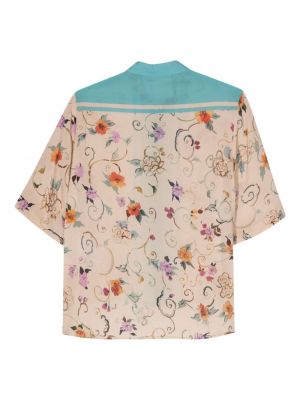Krepa krekls ar ziediem ar apdruku Semicouture bēšs
