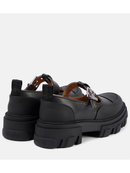 Pantofi cu toc din piele din piele ecologică Ganni negru