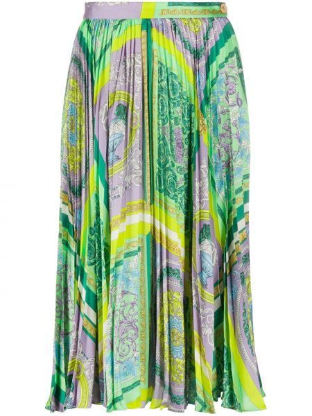 Falda midi con estampado Versace verde