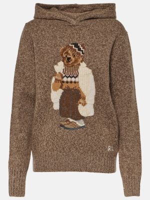 Hoodie di lana di cachemire Polo Ralph Lauren marrone