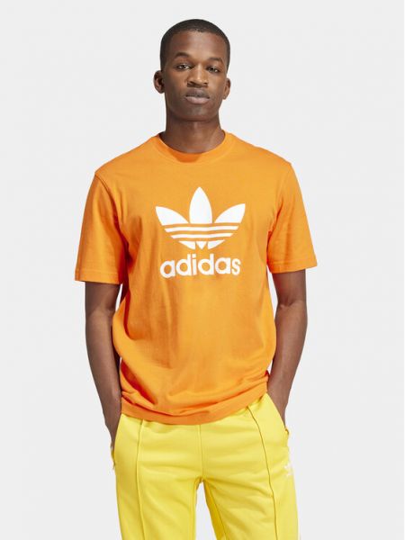 Bavlněné tričko s potiskem Adidas oranžové