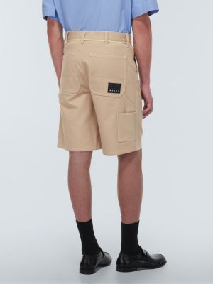 Pantalones cortos de cuero de algodón Marni beige