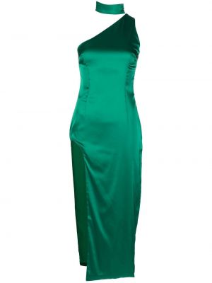 Сатенена коктейлна рокля De La Vali зелено