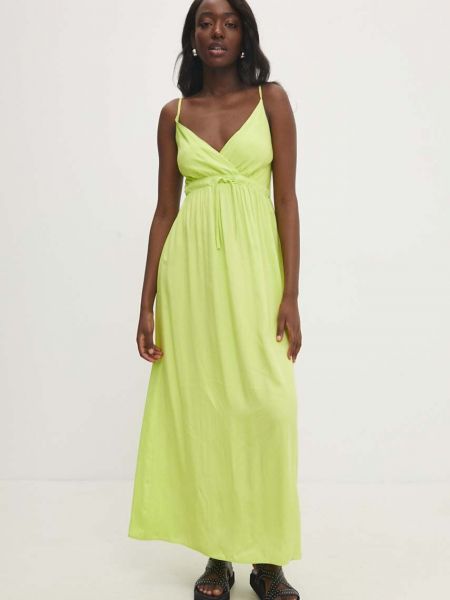 Rozkloszowana sukienka bawełniana Answear Lab zielona