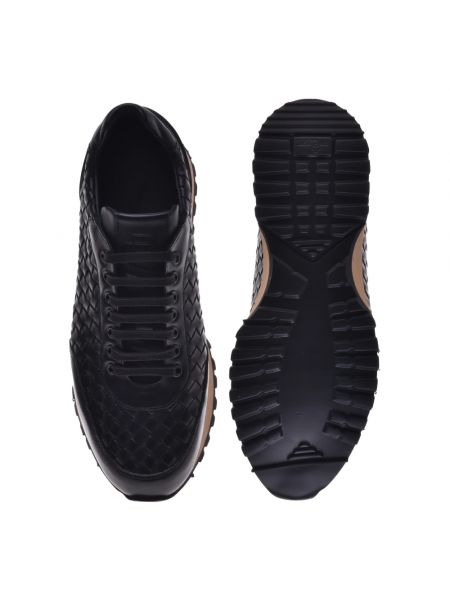 Sneakersy sznurowane skórzane koronkowe Baldinini czarne