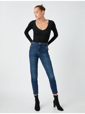 Slim fit skinny džíny s vysokým pasem Koton modré