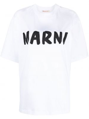 T-shirt con stampa con scollo tondo Marni bianco
