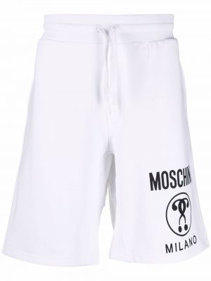 Pantaloncini sportivi con stampa Moschino bianco
