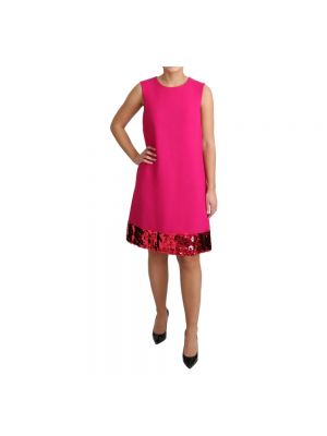 Mini vestido con lentejuelas de lana sin mangas Dolce & Gabbana rosa