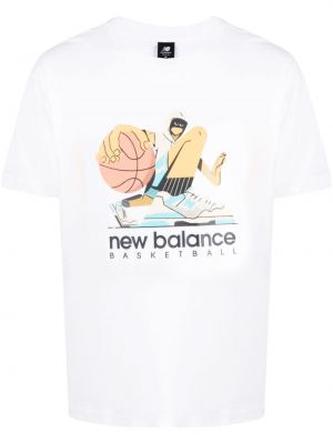 Bavlněné tričko s potiskem New Balance bílé