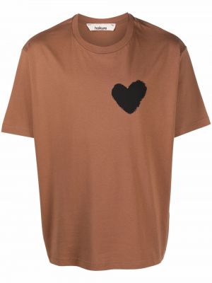 Camiseta con estampado con corazón Haikure marrón