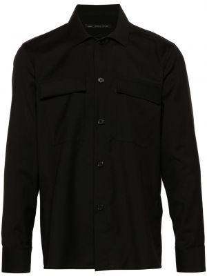 Vlnená košeľa Low Brand čierna