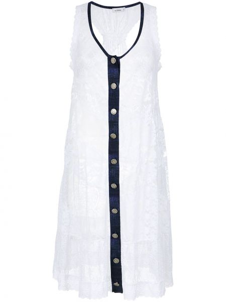 Φόρεμα σε στυλ πουκάμισο με δαντέλα παραλίας Amir Slama λευκό