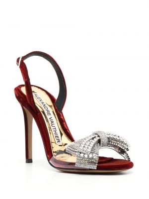 Aksamitne sandały z kryształkami Alexandre Vauthier czerwone
