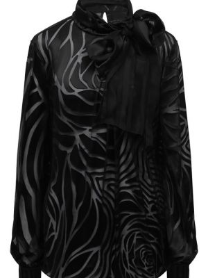 Черная шелковая блузка из вискозы Alberta Ferretti