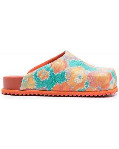 Jacquard floral mules Yume Yume oransje