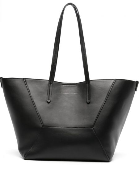 Δερμάτινη τσάντα shopper Brunello Cucinelli μαύρο