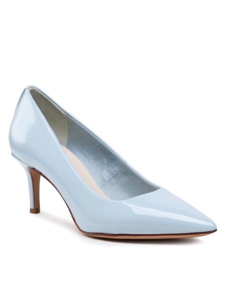 Полуотворени обувки с ток с ток S.oliver синьо