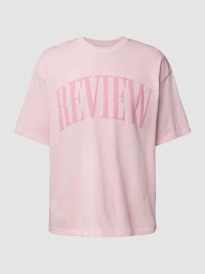 Koszulka z nadrukiem oversize Review różowa