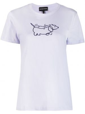 Kokvilnas t-krekls ar apdruku Emporio Armani violets