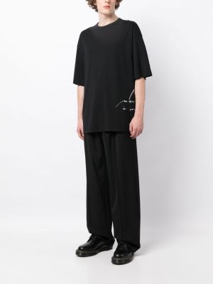 Raštuotas medvilninis marškinėliai Ann Demeulemeester juoda